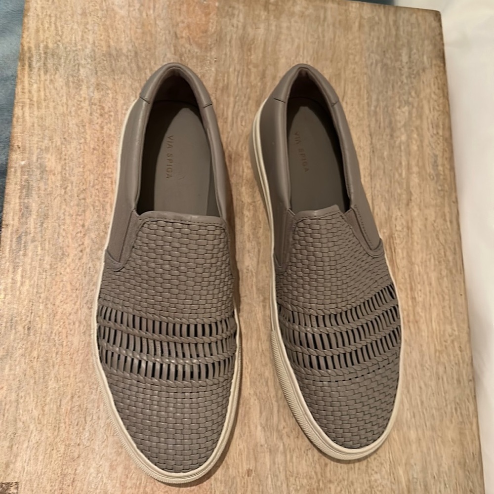 via spiga leather slip on sneaker- brand new